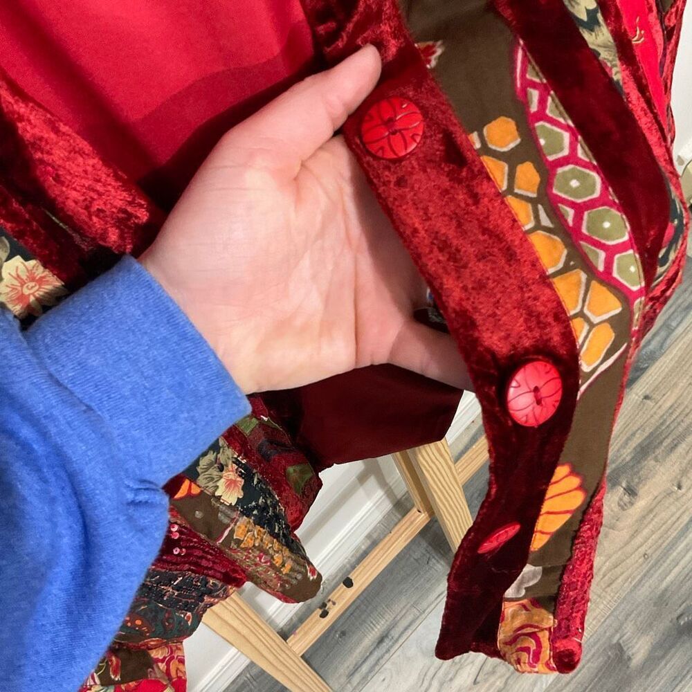 Vintage Coldwater Creek Velvet patchwork jacket size large - Picture 8 of 13
